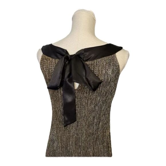 En Focus Studio Size 8 Black And Gold Sleeveless Cocktail Party Shift Dress Tie - Picture 4 of 11